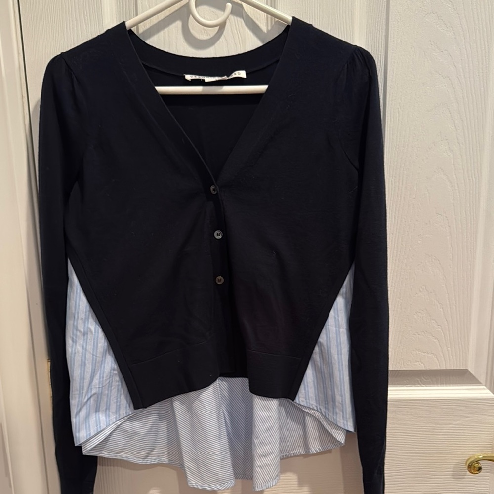 Veronica Beard cardigan sweater with button-down shirt off the back sz XS